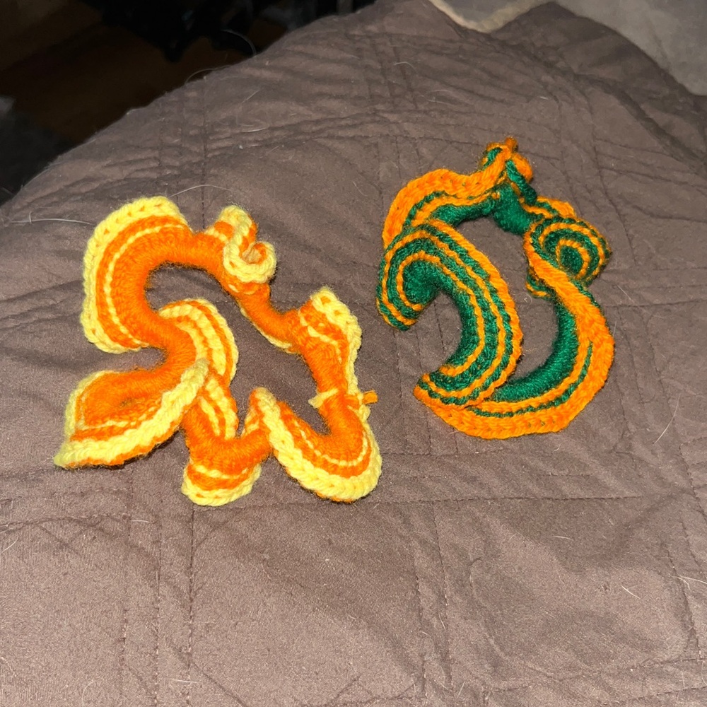 Handmade Crochet hair Accessories in Orange and Green